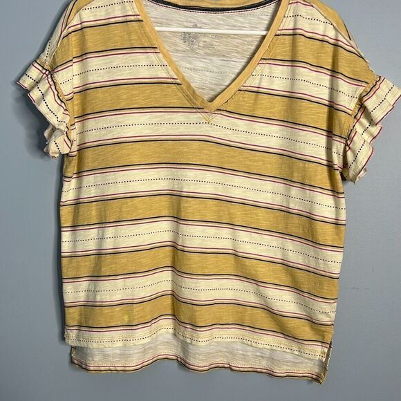 Pilcro and the Letterpress Ruffled Cotton V Neck T shirt XS - Picture 3 of 6